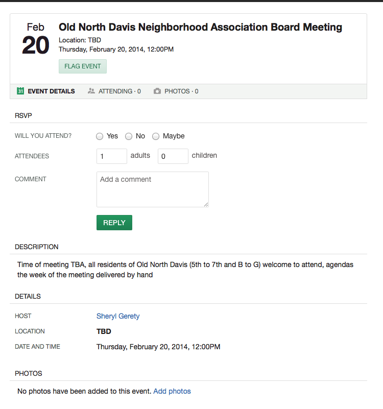 February 20. Third Thursday Meeting Announced But Without A Location and With an Unusual Time